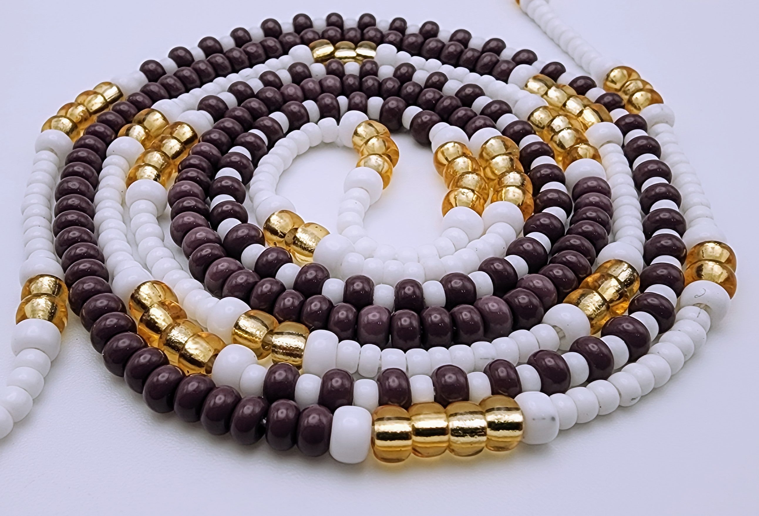 Plumful Delight waist beads – 49 inch tie-on strand, handcrafted by Loyal Siren